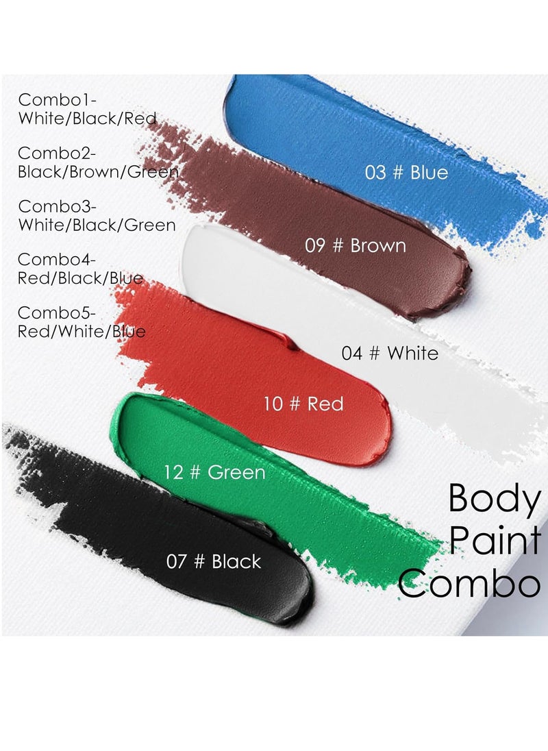 3 Colors White Black Green Face Body Paint Stick, Eye Black Baseball Sticks Face Paint for Baseball/Football/Halloween/Costume Parties Accessories Vampire/Witch/Clown Makeup Face& Body Paint