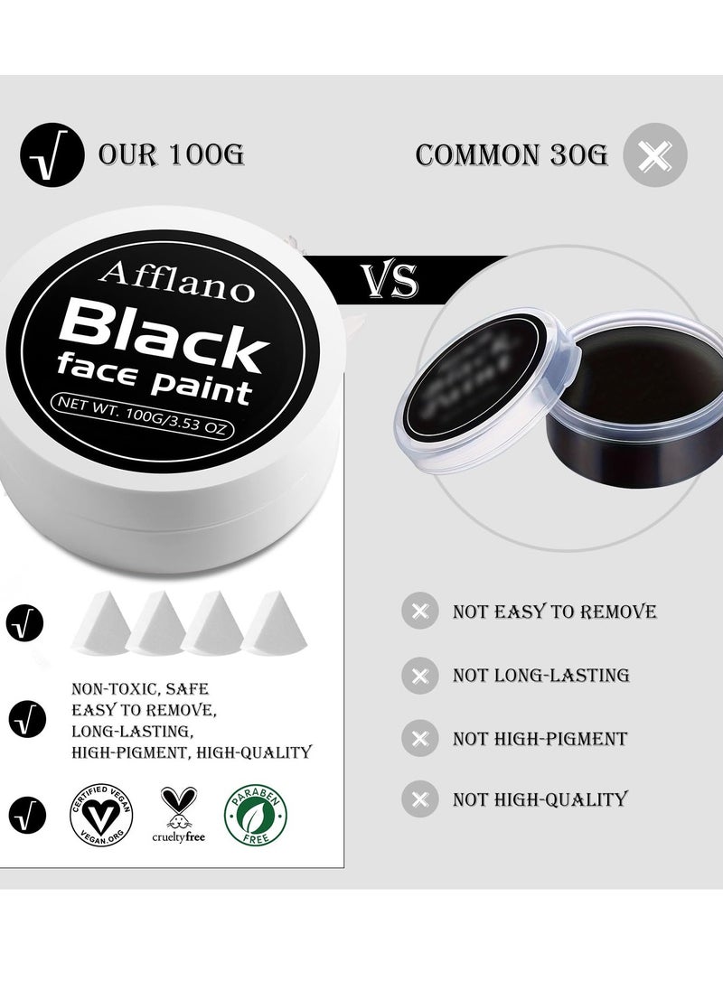 Black and White Face Paint 6pcs Halloween Makeup Kit, Professional Oil-Based Full Coverage Cream, Non-Toxic, Easy to Remove, Long-Lasting, High-Pigment, Face & Body Painting Kits for Cosplay, Stage