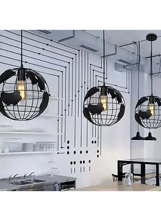 Globe Shaped LED Chandelier With Bulb Black 130x30x30cm