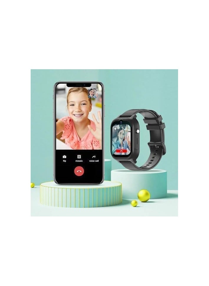 4G Kids Smart Watch With 4G Sim Card Support and Waterproof - 2023 Model with Video Call, GPS Tracker, and More, With Extra Band and Hanging Case (Pink)