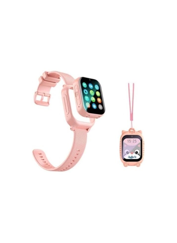 4G Kids Smart Watch With 4G Sim Card Support and Waterproof - 2023 Model with Video Call, GPS Tracker, and More, With Extra Band and Hanging Case (Pink)