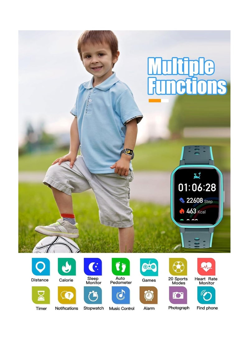 Kids Smart Watch for Boys Girls,Games Fitness Tracker with Heart Rate Sleep Monitor,20 Sport Modes Activity Tracker with Pedometer Steps Calories Counter for Android iPhone