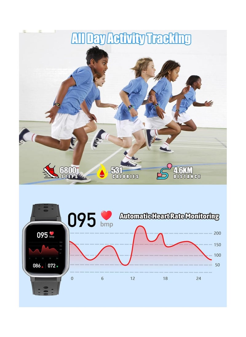Kids Smart Watch for Boys Girls,Games Fitness Tracker with Heart Rate Sleep Monitor,20 Sport Modes Activity Tracker with Pedometer Steps Calories Counter for Android iPhone