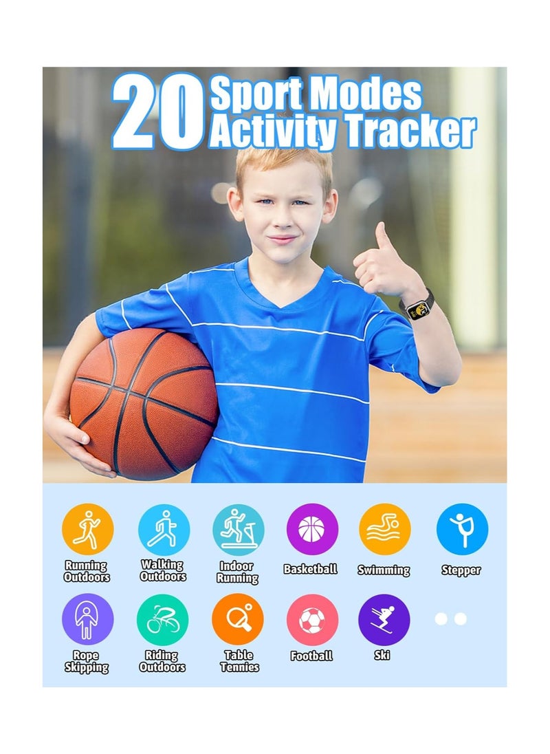 Kids Smart Watch for Boys Girls,Games Fitness Tracker with Heart Rate Sleep Monitor,20 Sport Modes Activity Tracker with Pedometer Steps Calories Counter for Android iPhone