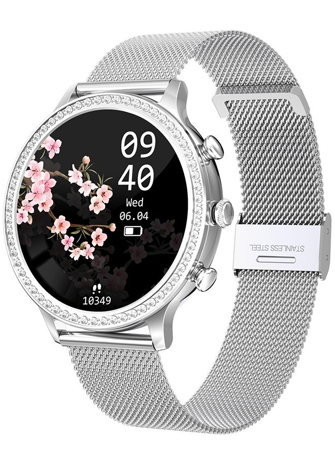 Ladies/Women Bluetooth Smartwatch, Answer/Make Calls, 1.32-Inch Full-Screen Touch, Exercise Heart Rate Monitoring, Sleep Quality Monitoring, Universal For Android And Ios Systems, RT i70 Silver