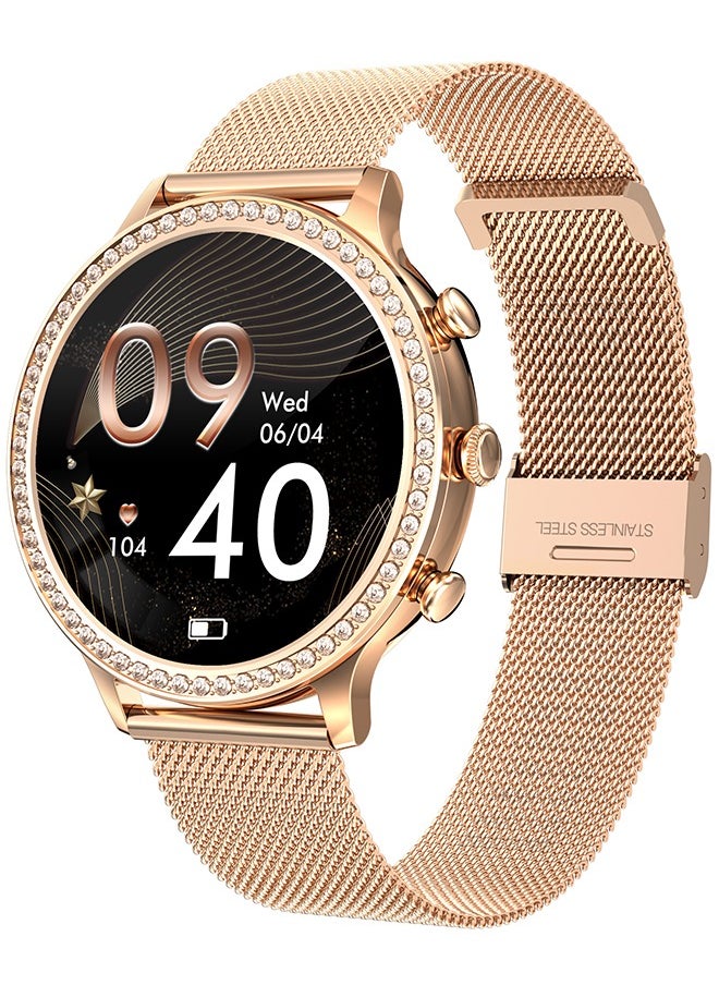 Ladies/Women Bluetooth Smartwatch, Answer/Make Calls, 1.32-Inch Full-Screen Touch, Exercise Heart Rate Monitoring, Sleep Quality Monitoring, Universal For Android And Ios Systems, RT i70 Rose Gold