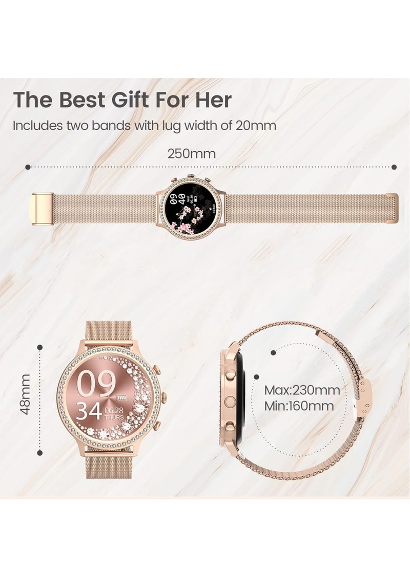 Ladies/Women Bluetooth Smartwatch, Answer/Make Calls, 1.32-Inch Full-Screen Touch, Exercise Heart Rate Monitoring, Sleep Quality Monitoring, Universal For Android And Ios Systems, RT i70 Rose Gold