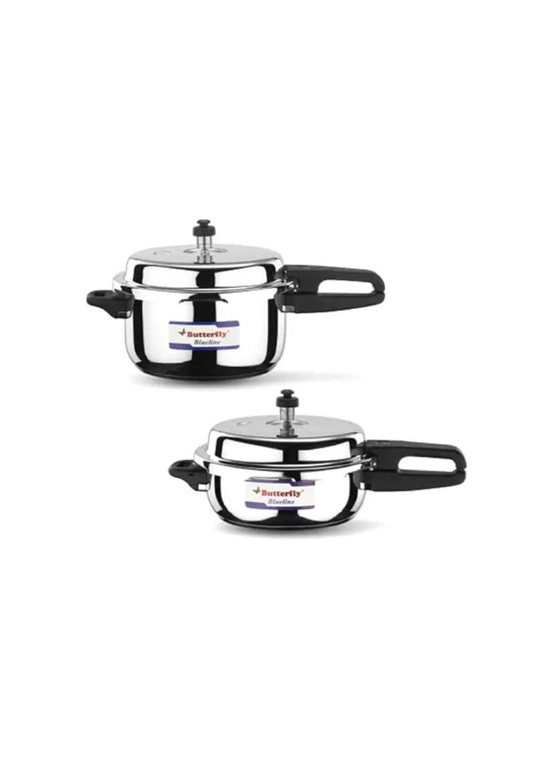 Butterfly Present Blueline 3.0, 5.0 Liter Capacity Stainless Steel 3 L, 5 L Induction Bottom Outer Lid Pressure Cooker (Stainless Steel)