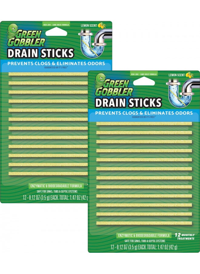 Lemon Scent BIO-Flow Drain Strips | Drain Cleaner & Deodorizer | Garbage Disposal Deodorizer | Sink Drain Cleaner - 24 Drain Strips