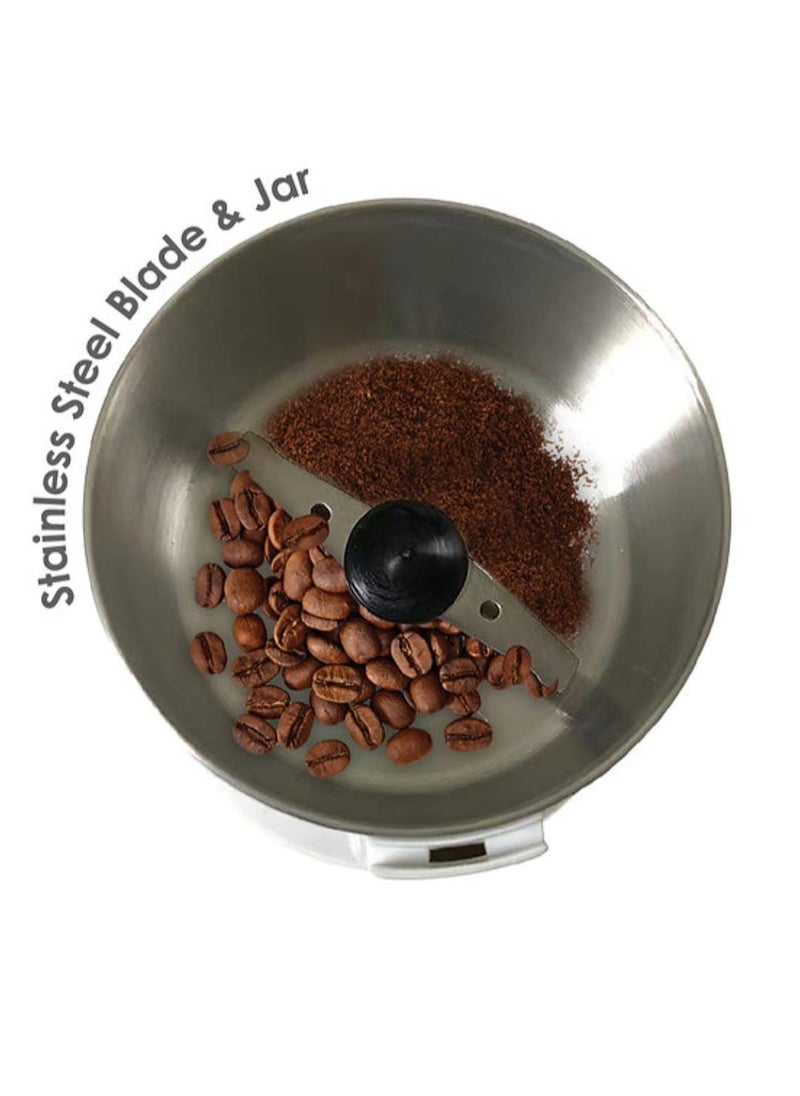 Coffee Grinder 50g, 200W Stainless Steel Electric Grinder | Multi-Purpose for Coffee Beans, Spices, Nuts, and Seeds | Compact Design, Fast Grinding, Easy to Clean