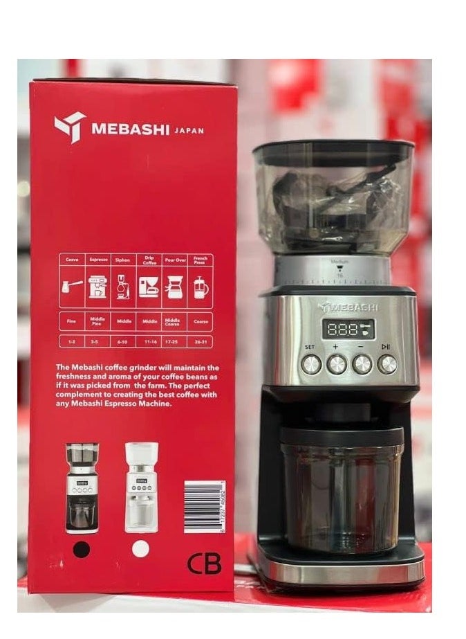 Mebashi Coffee Grinder, 180W, Stainless Steel, Large Grinding Bowl (ME-CG2288-BLACK)