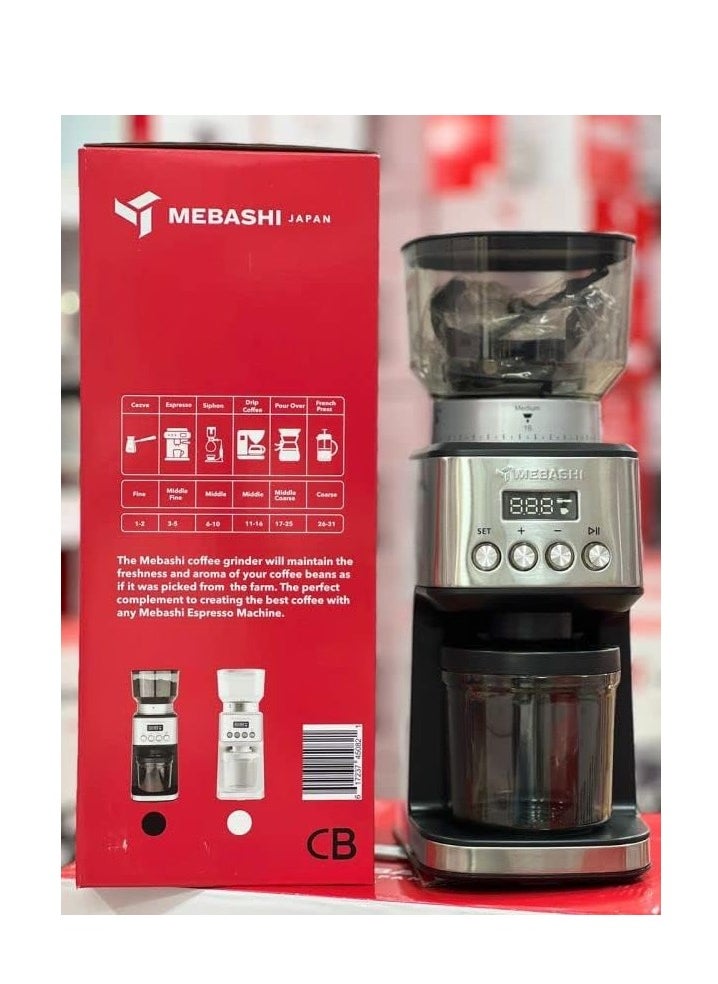 Mebashi Coffee Grinder, 180W, Stainless Steel, Large Grinding Bowl (ME-CG2288-BLACK)