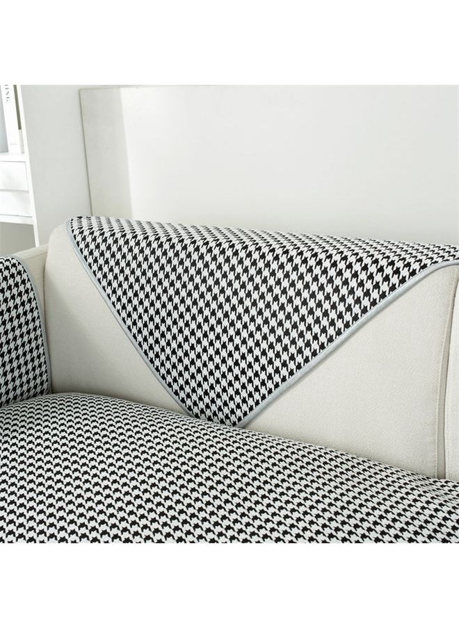 Simple Nordic Wind Chenille Houndstooth Sofa Cushion Four Seasons Universal Black 90 x 90cm