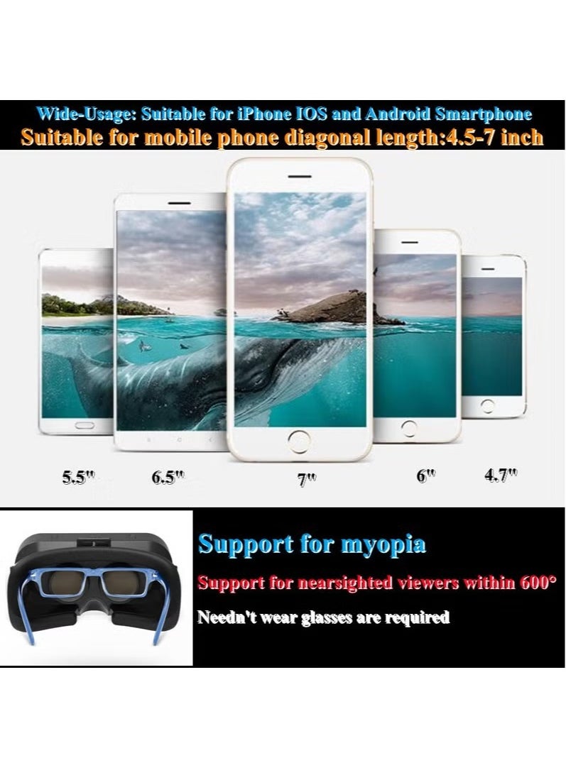 Original G10 IMAX Giant Screen VR Glasses 3D Virtual Reality Box Google Cardboard Helmet for 4.7-7 Smartphone, Matching Joystick