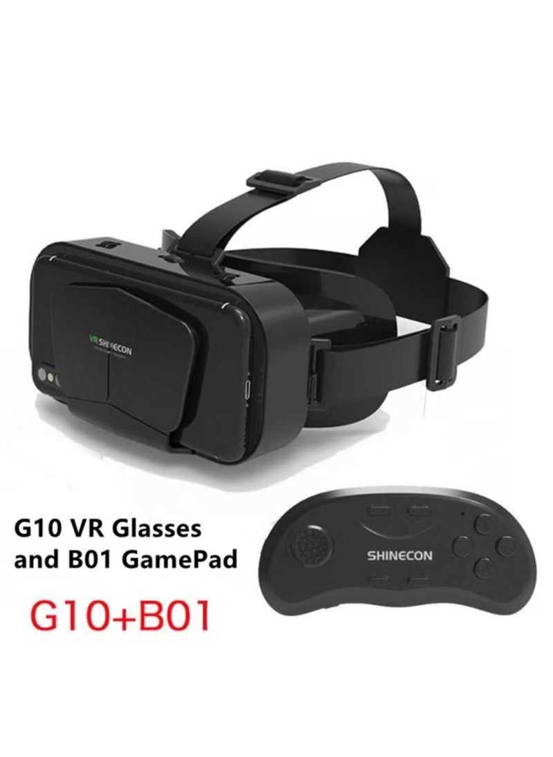 Original G10 IMAX Giant Screen VR Glasses 3D Virtual Reality Box Google Cardboard Helmet for 4.7-7 Smartphone, Matching Joystick