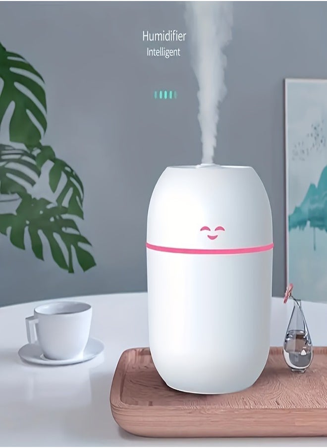 220ml Ultrasonic Essential Oil Diffuser With LED Lamp For Home And Car -Happy Face Humidifier With USB Mist Maker For Aromatherapy Spray