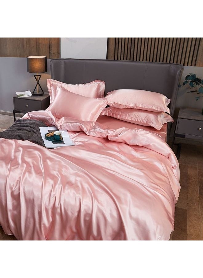 4-Piece Duvet Cover Set Polyester Pink 200x230cm