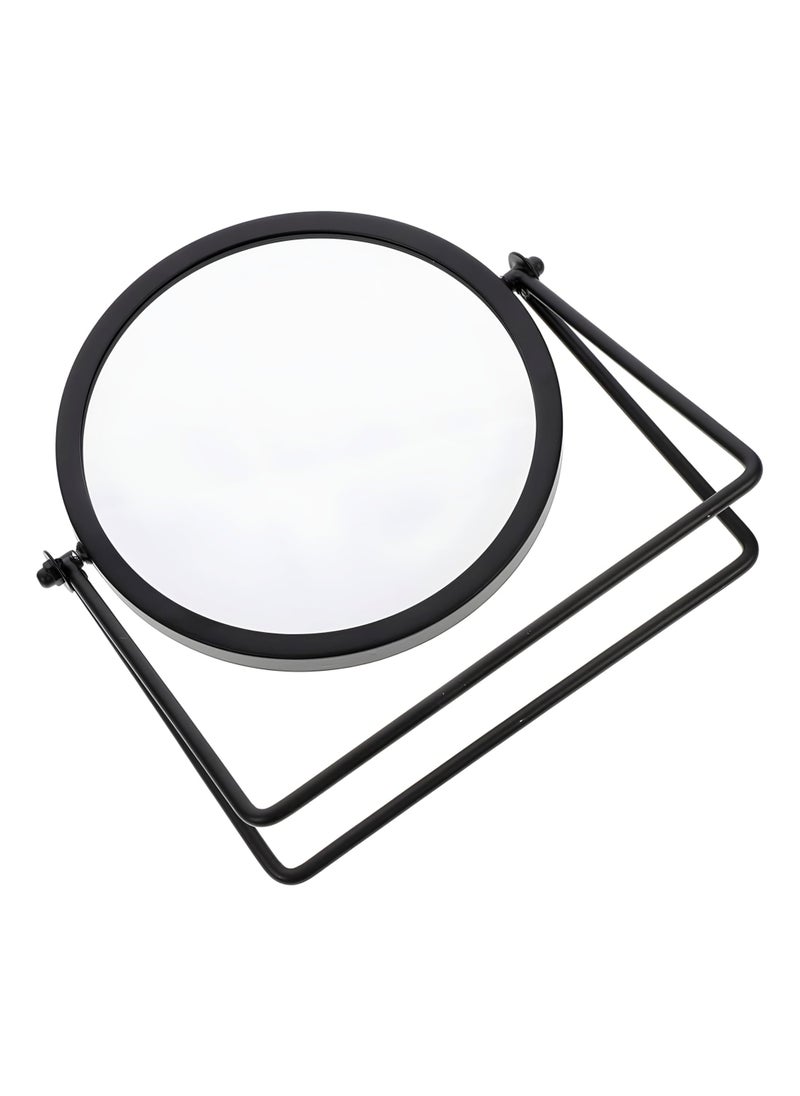 Round Freestanding Vanity Beauty Mirror, Dressing Table and Makeup Mirror in Bedroom, Non-Slip Base, Ideal for Students and Girls, Decorative Mirror Ornaments for Desktops (Black)