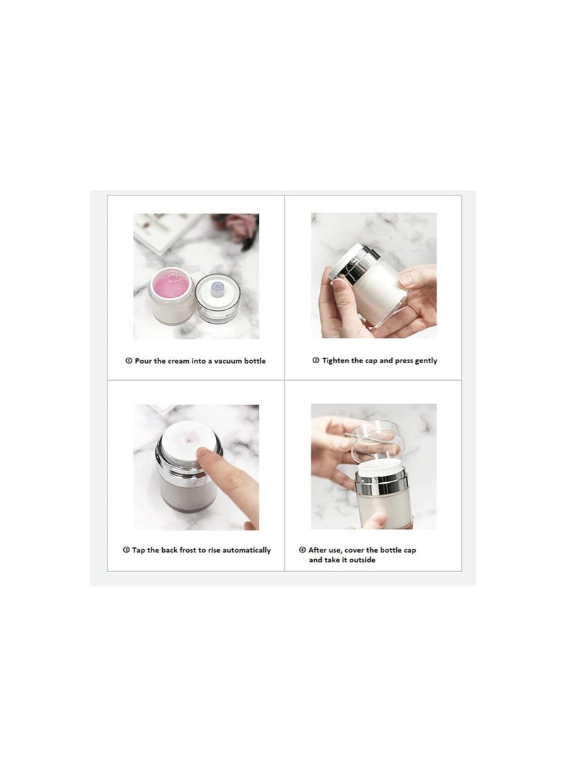 3 Pack Airless Pump Jars - Cream Jar Vacuum Bottle Dispenser, Empty Acrylic Makeup Cosmetic Jar Containers with Pump, Refillable Airless Travel Lotion Jar for Thick Moisturizer