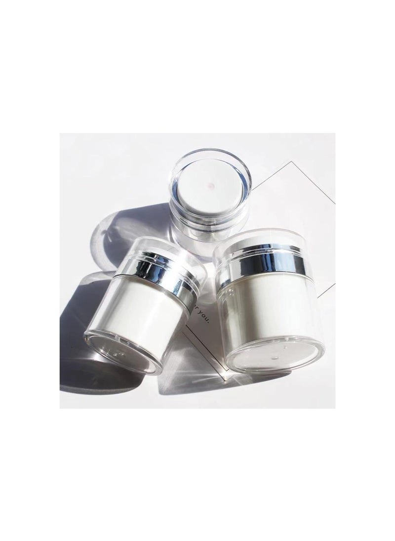 3 Pack Airless Pump Jars - Cream Jar Vacuum Bottle Dispenser, Empty Acrylic Makeup Cosmetic Jar Containers with Pump, Refillable Airless Travel Lotion Jar for Thick Moisturizer