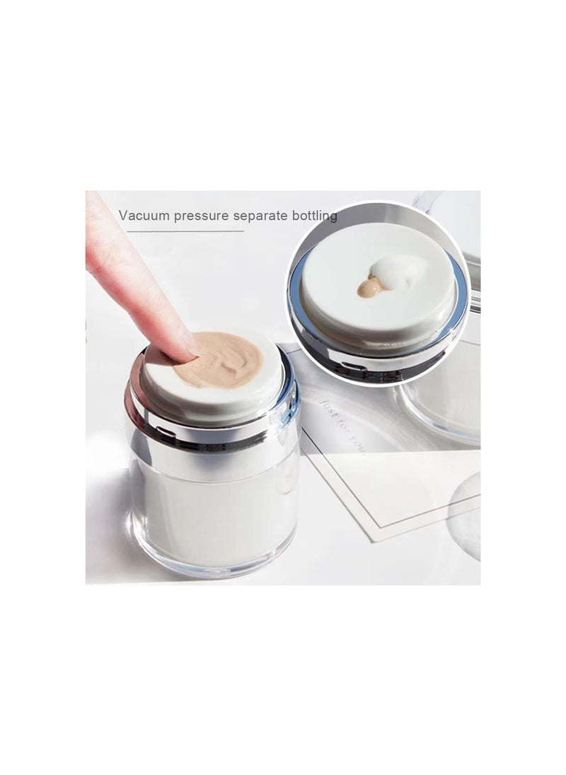 3 Pack Airless Pump Jars - Cream Jar Vacuum Bottle Dispenser, Empty Acrylic Makeup Cosmetic Jar Containers with Pump, Refillable Airless Travel Lotion Jar for Thick Moisturizer