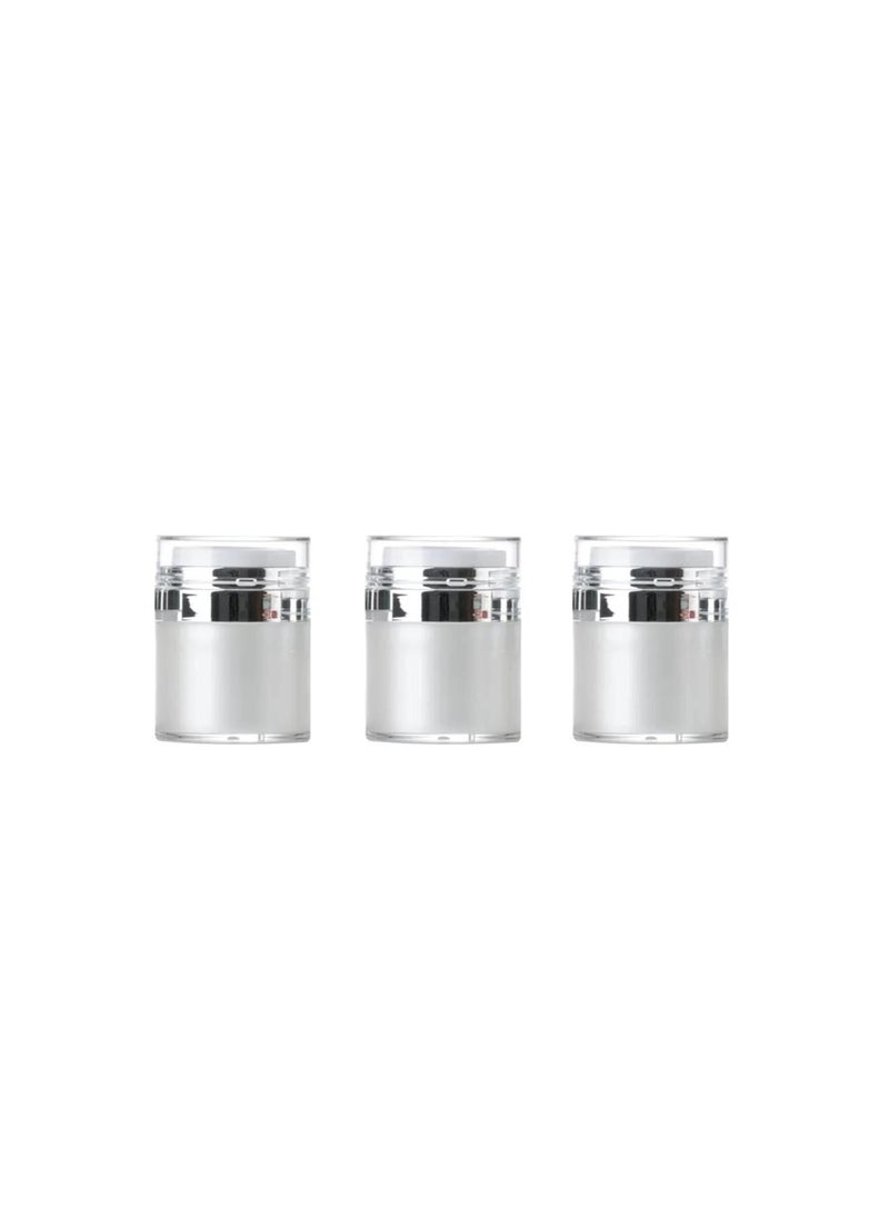 3 Pack Airless Pump Jars - Cream Jar Vacuum Bottle Dispenser, Empty Acrylic Makeup Cosmetic Jar Containers with Pump, Refillable Airless Travel Lotion Jar for Thick Moisturizer