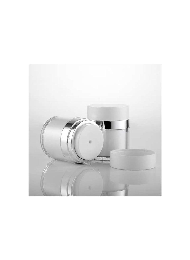 3 Pack Airless Pump Jars - Cream Jar Vacuum Bottle Dispenser, Empty Acrylic Makeup Cosmetic Jar Containers with Pump, Refillable Airless Travel Lotion Jar for Thick Moisturizer