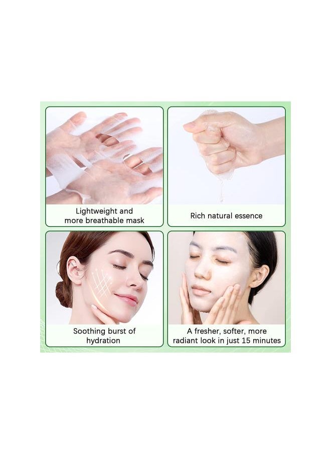 Aloe Vera Soothing Mask Hydrating Face Masks Skincare Moisturizing Facial Sheet Mask Skin care for Dry, Oily, Sensitive Skin Face Mask for Acne, Sun Care, Calming, 25ml/0.88oz, Pack of 10