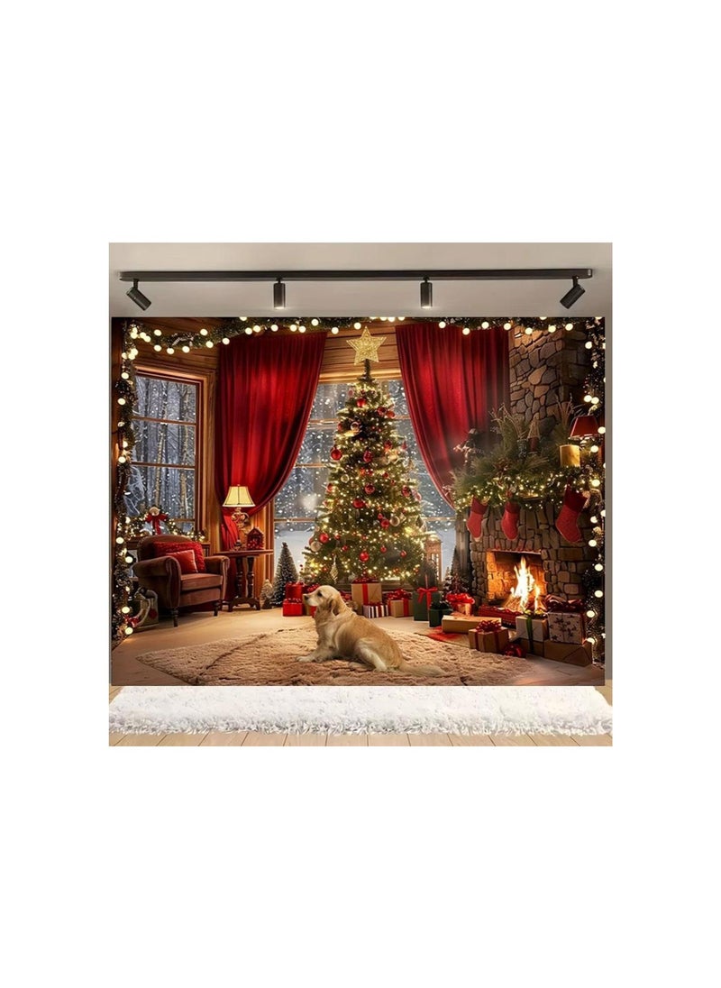 Christmas Backdrops Christmas Theme Shining Stars Background Xmas Tree Night View Wall Background New Year Party Photo Background Family Banner Decorations