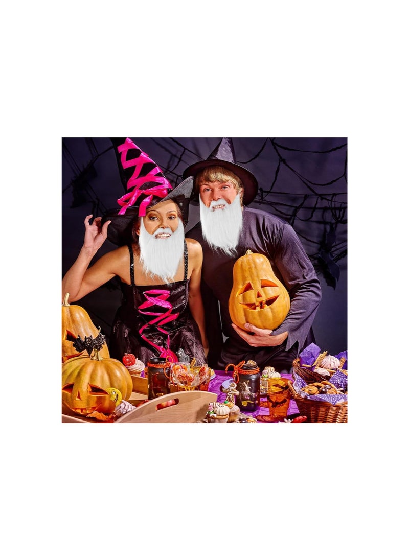 Fake Beard,White False Facial Beard Hair Plush Fake Novelty Mustache Accessories for Costume & Halloween Festival Party