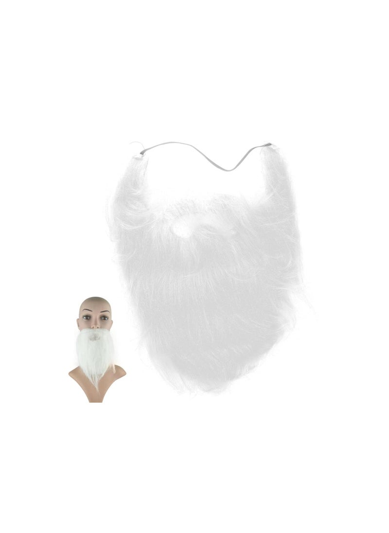 Fake Beard,White False Facial Beard Hair Plush Fake Novelty Mustache Accessories for Costume & Halloween Festival Party