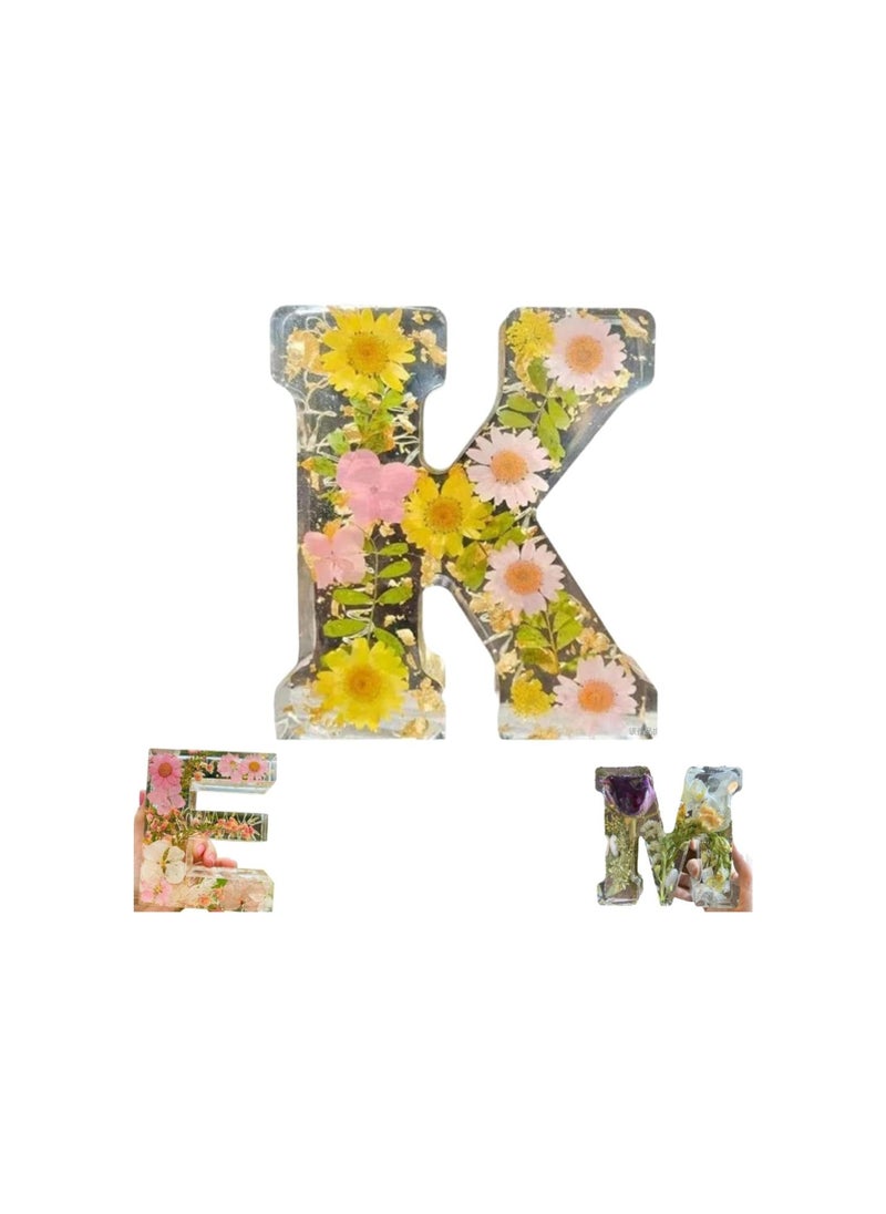 Handmade Floral Night Light, Floral Resin Night Light Letter, Pressed Flower Resin Letters with Led Light, Floral Night Light,Floral Resin Letter, Valentine's Day Gift (K)