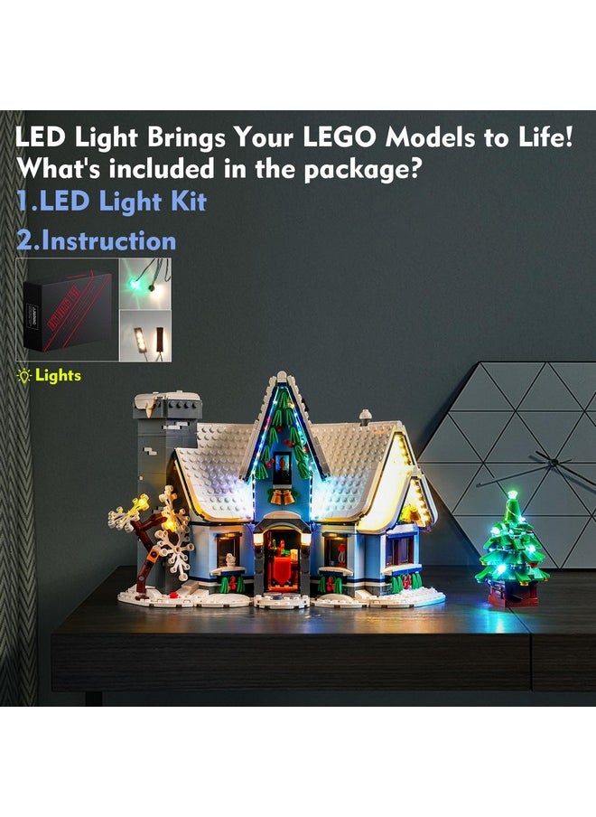 Led Light Kit Compatible With Lego Santa’S Visit 10293 Christmas House Tree, Diy Creative Lighting Set Accessories Compatible With Lego 10293 Building Set (Lights Only, No Models)