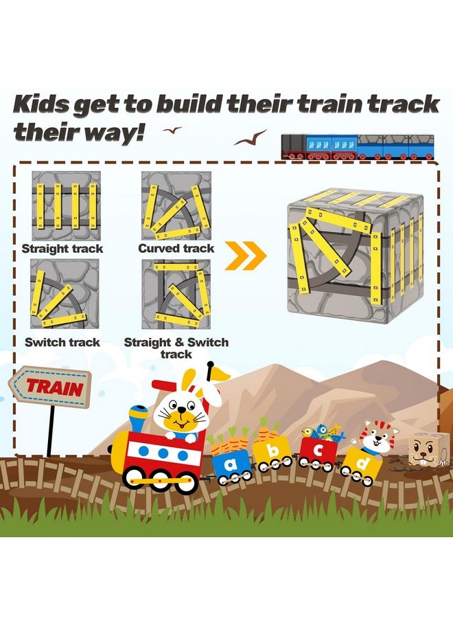 Magnetic Blocks - Build Mine Magnet World Mine Train Track Set, Magnetic Building Blocks Toddler Toys Stem Sensory Outdoor Toys For 3+ Year Old Boys & Girls, Kids Toys For Ages 4-6 6-8 5-7