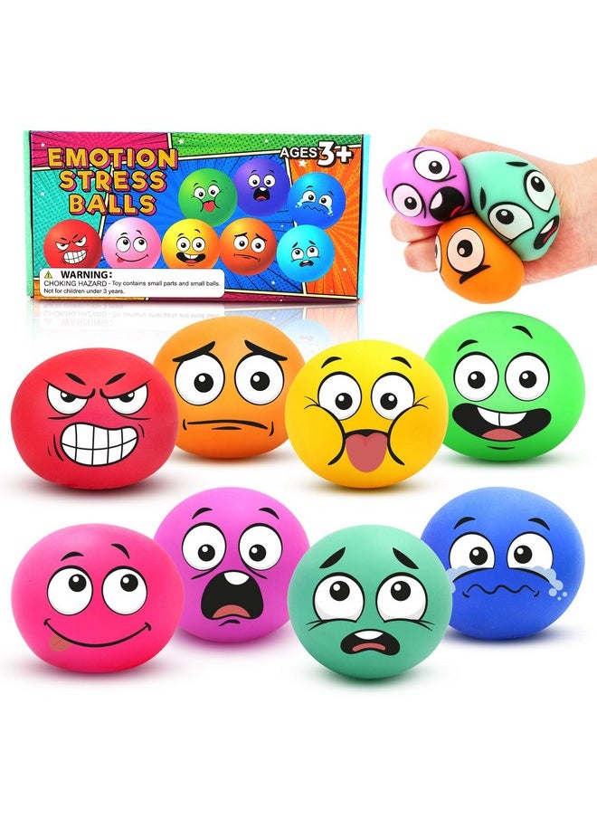 Stress Ball Fidget Squishy Toy: Emotion Sensory Dough Balls For Kids Adults - 8Pack Squeeze Ball Anxiety Stress Relaxation Bulk For Hand Therapy, Classroom Prizes Goodie Bags Pinata