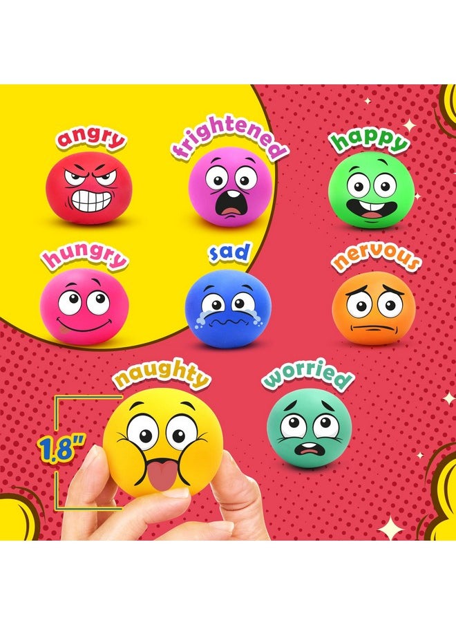 Stress Ball Fidget Squishy Toy: Emotion Sensory Dough Balls For Kids Adults - 8Pack Squeeze Ball Anxiety Stress Relaxation Bulk For Hand Therapy, Classroom Prizes Goodie Bags Pinata