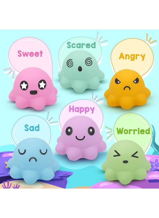 Stress Ball Squishy Fidget Toys: 6 Pack Cute Octopus Squeeze Balls Bulk - Dough Stress Relaxation Toy Pack For Kids Adults Hand Grip Sensory Toys, Prize Box Toys For Classroom