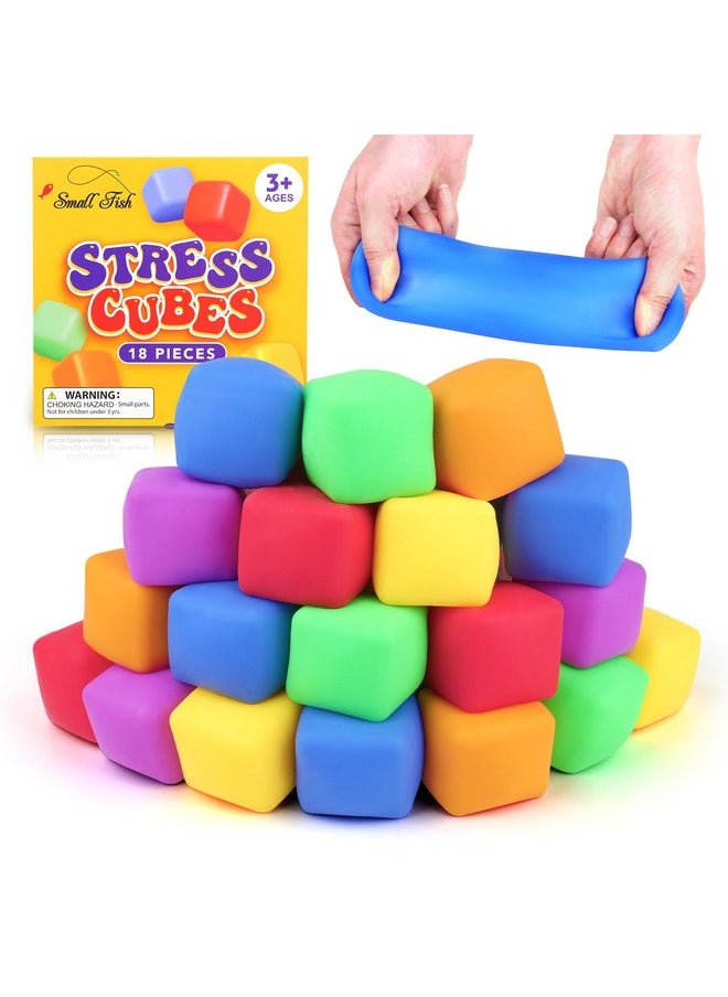 Stress Cube Fidget Toys For Kids: 18 Pack Squeeze Stress Balls Stress Relief Toys For Anxiety - Squishy Balls Sensory Fidget Toys For Kids Adults Autism In Classroom Office Party