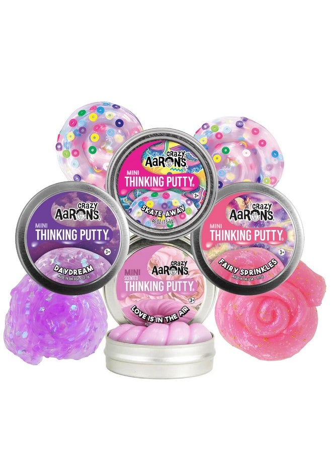 Crazy Aaron'S Putty Mini Tins Daydream, Skate Away, Fairy Sprinkles & Love Is In The Air Gift Set Bundle - 4 Pack (13.3G Each)