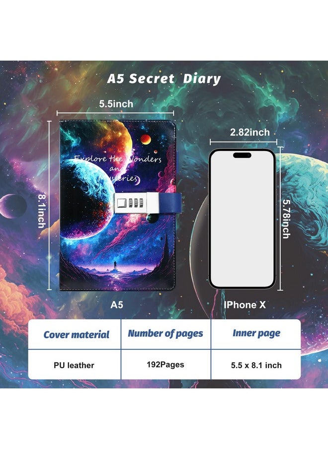 Diary With Lock For Teens Who Like Science And Exploring, Gifts For Teen Girls And Boys 12-18 Securely Guard Secrets Journal With Lock, 5.5 X 8.1 Inch Refillable Diary With Pen