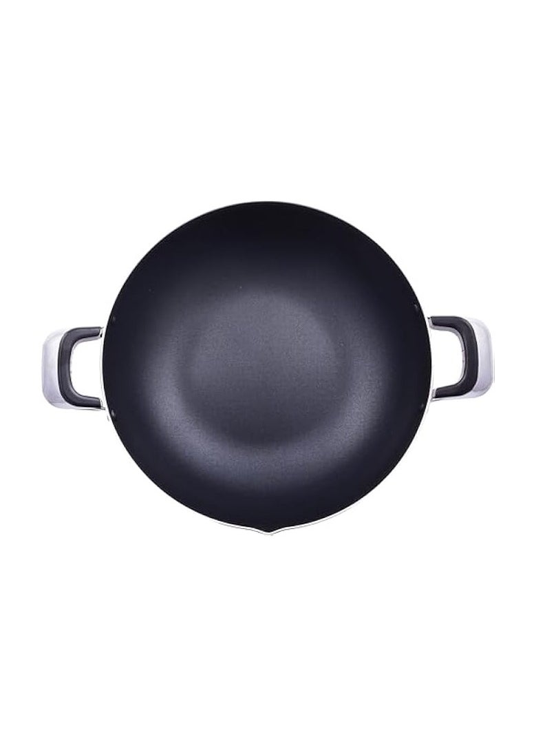 Aluminium Wok Pan, 30 CM – Induction Safe Frying Pan with Durable Non-Stick Granite Coating – Frypan & Heat-Resistant Handles - Cookware Casserole Pan