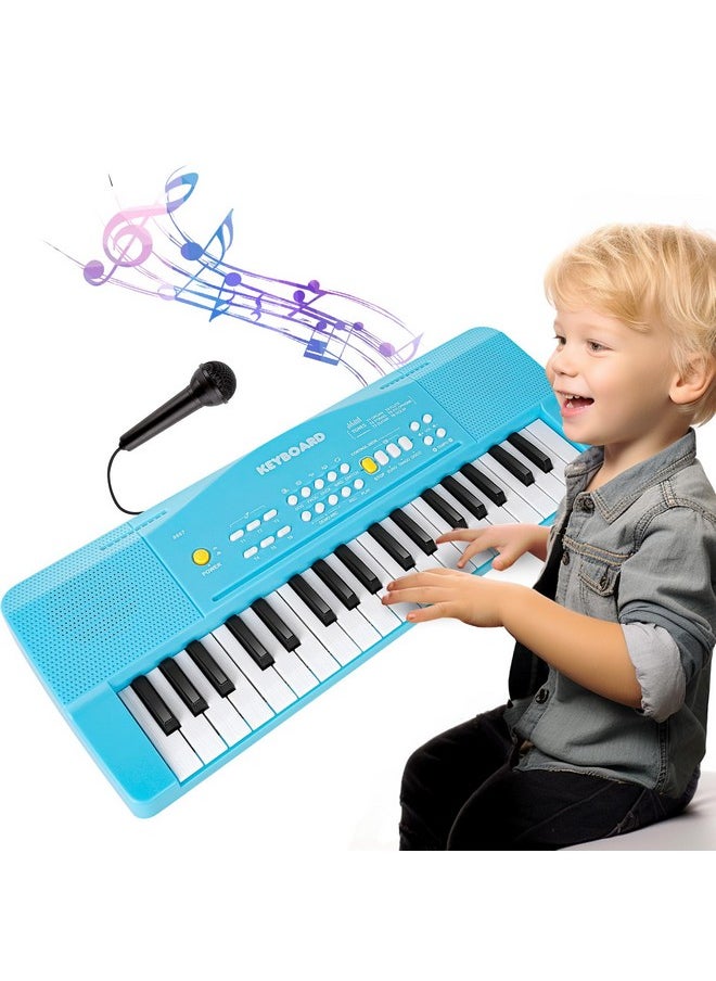 Toy Piano Keyboard For Kids Upgrade Piano Toys For 3 4 5 6 7 8 Year Old Girls Boys Keyboard Piano For Beginners Electric Piano With Microphone Toys For 3+ Year Old Kids Gifts (Blue)