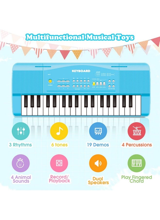 Toy Piano Keyboard For Kids Upgrade Piano Toys For 3 4 5 6 7 8 Year Old Girls Boys Keyboard Piano For Beginners Electric Piano With Microphone Toys For 3+ Year Old Kids Gifts (Blue)