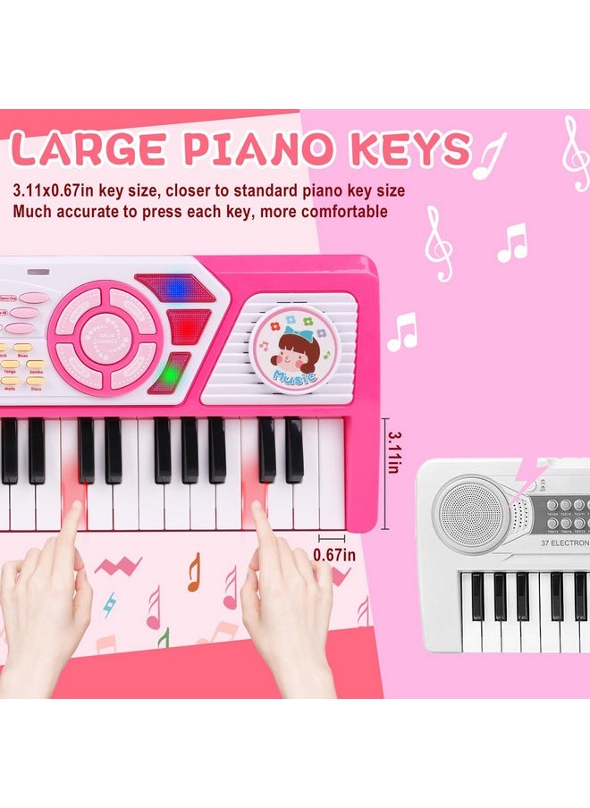 Kids Piano Keyboard 49 Keys, Electronic Toy Keyboard Piano With Microphone & Headphone For Beginners Multifunctional Musical Instruments Learning Keyboard Piano Kid Gifts For Girls, Pink