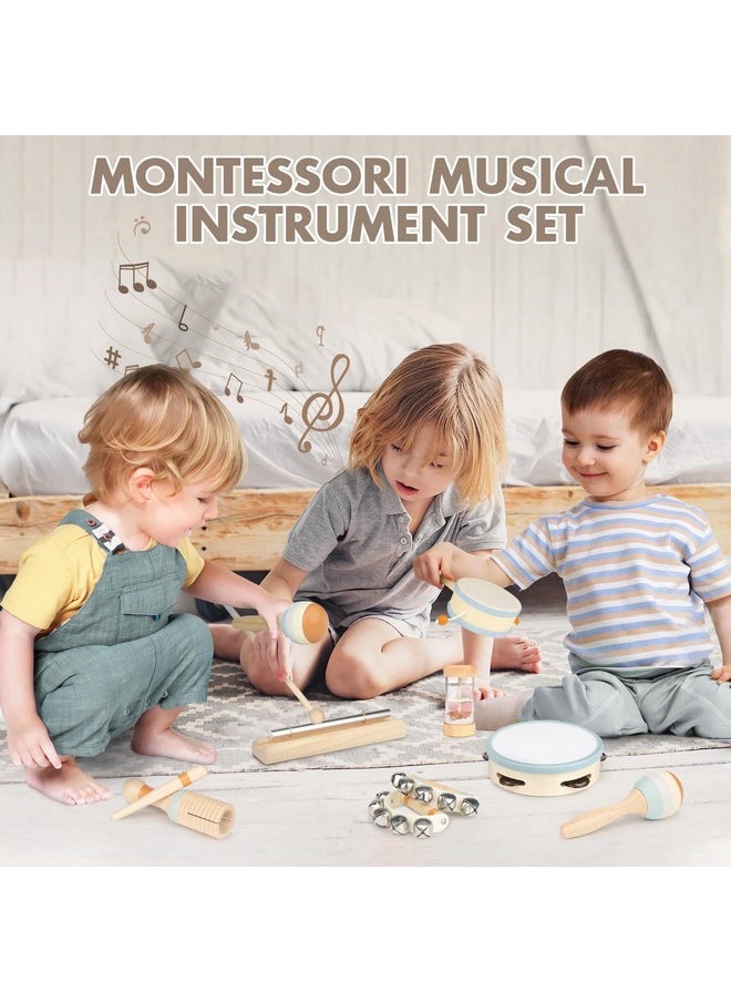 Musical Instruments - Montessori Music Toys For Toddlers 1-3 - Natural Wooden Instruments Toy For Babies 6-12-18 Months - Preschool Educational Toys For Boy Girls 1-3-2-4 Christmas Birthday Gifts