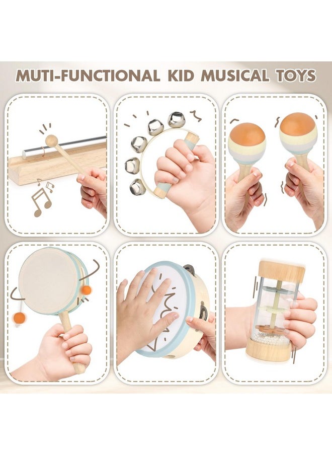 Musical Instruments - Montessori Music Toys For Toddlers 1-3 - Natural Wooden Instruments Toy For Babies 6-12-18 Months - Preschool Educational Toys For Boy Girls 1-3-2-4 Christmas Birthday Gifts