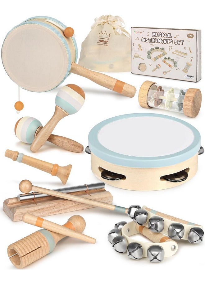 Musical Instruments - Montessori Music Toys For Toddlers 1-3 - Natural Wooden Instruments Toy For Babies 6-12-18 Months - Preschool Educational Toys For Boy Girls 1-3-2-4 Christmas Birthday Gifts