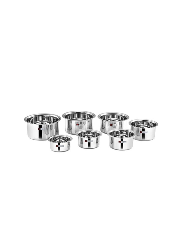 Butterfly Stainless Steel Premium Tope Set 9X15, Cook and Serve Ware, 26 G - 0.5 mm, 7 Sizes, Silver