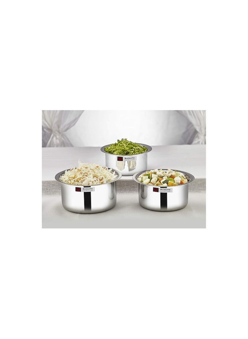 Butterfly Stainless Steel Premium Tope Set 9X15, Cook and Serve Ware, 26 G - 0.5 mm, 7 Sizes, Silver