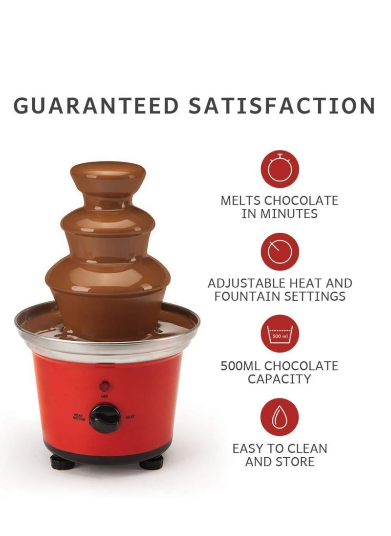 Belgian Chocolate Fountain 3-Tier Electric Fondue Set, 500ml Capacity with Keep Warm Function